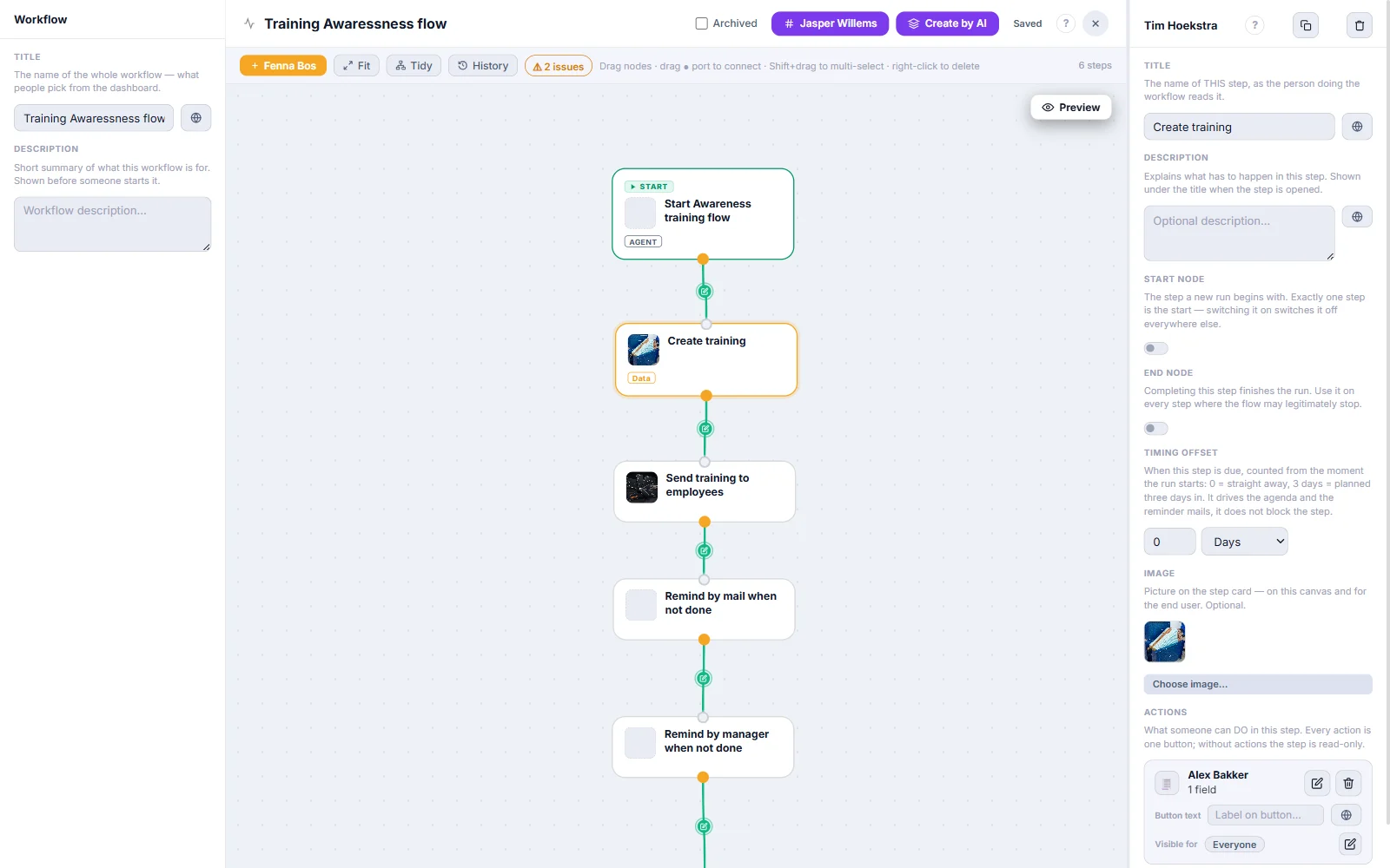 A workflow, with its real steps